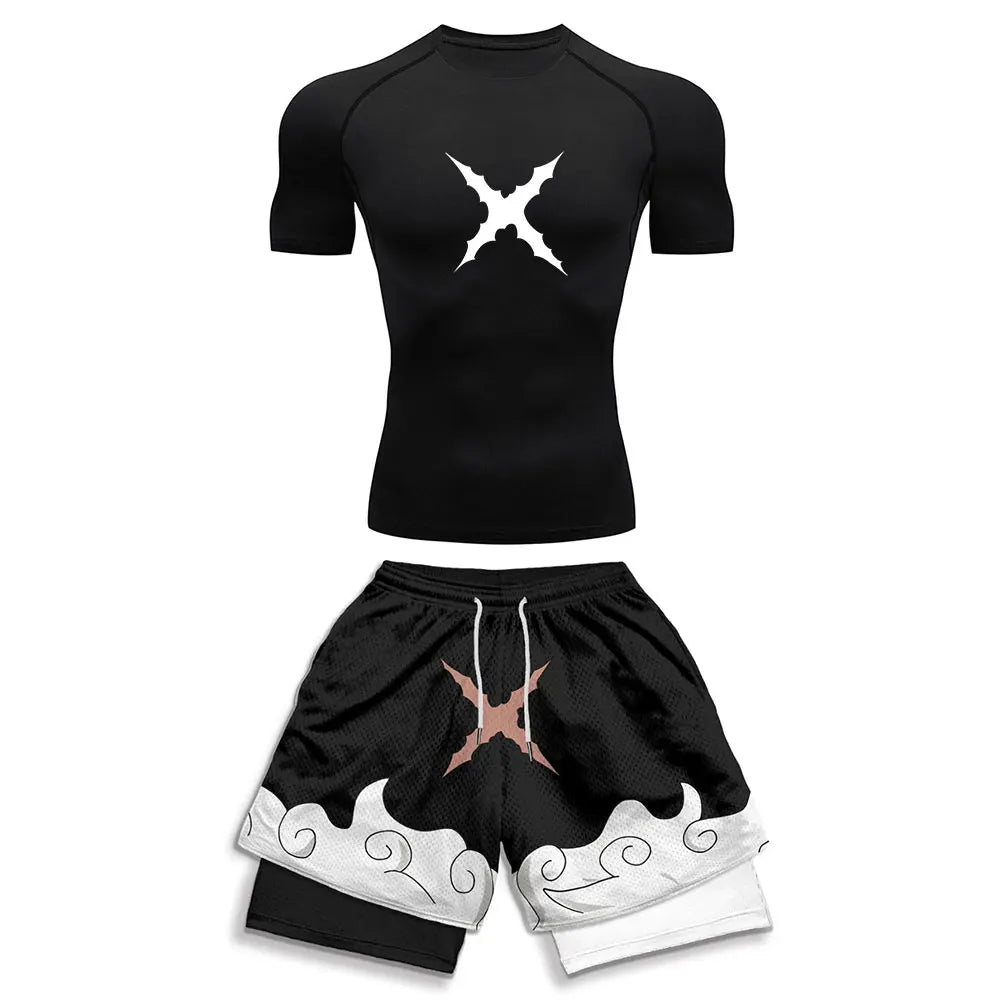 Men's Printed Compression Sports Two-Piece Set