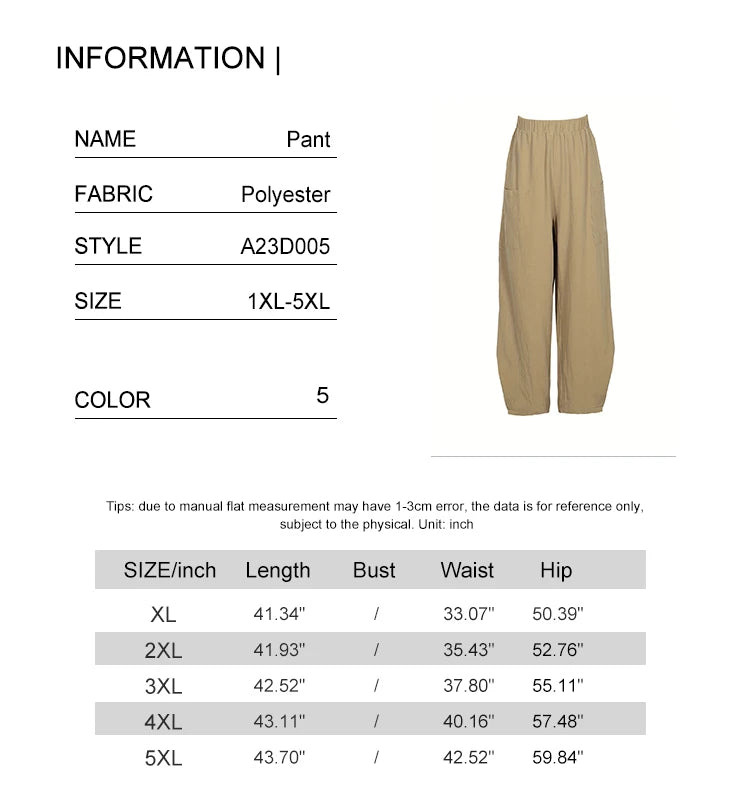 Plus Size Cotton-Linen Harem Trousers — Women