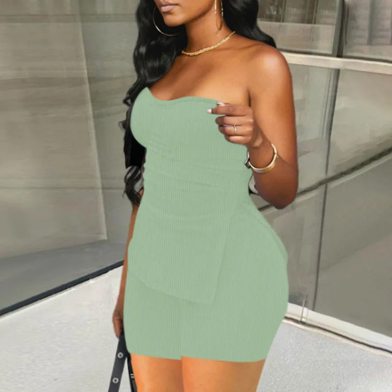 Ribbed Knit Tank & Shorts Two-Piece Set — Women's