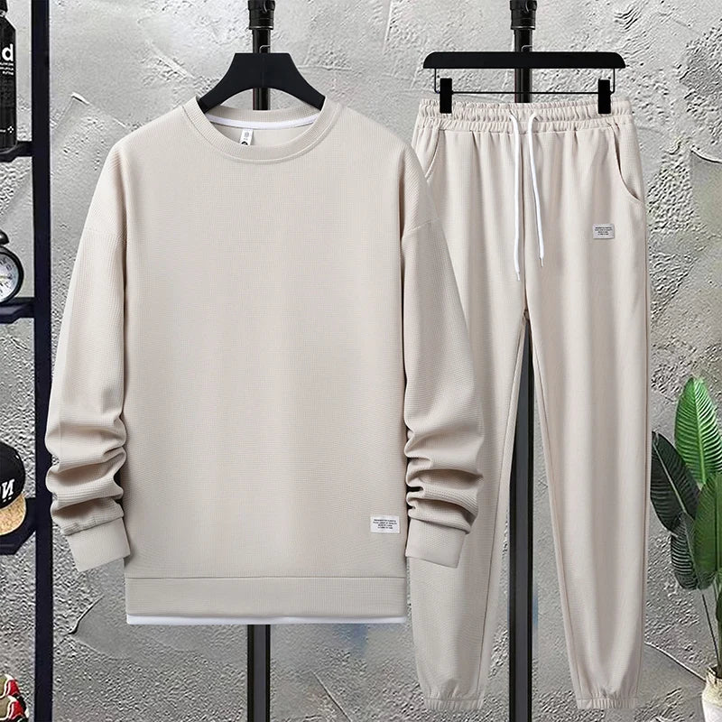 Men's Waffle T-Shirt & Shorts Tracksuit Set