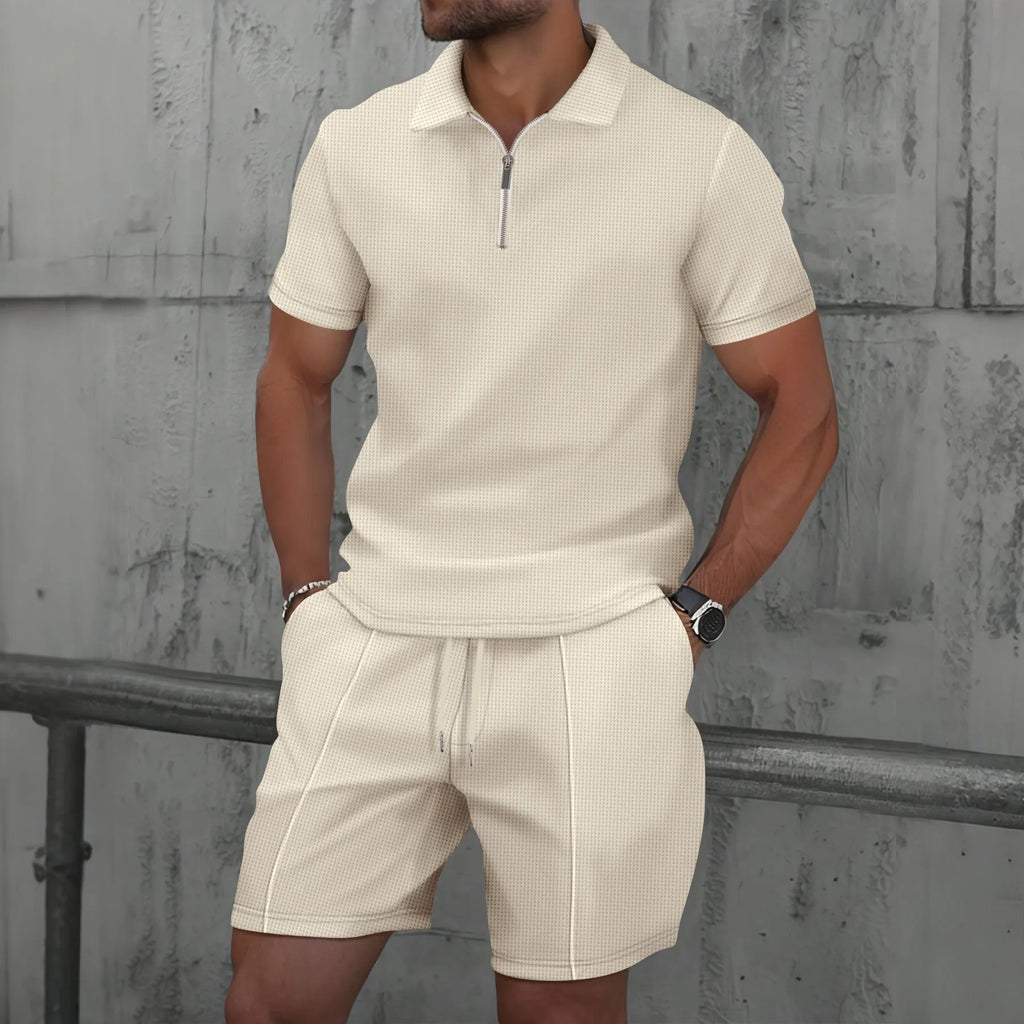 Men's Waffle Two-Piece Suit Shorts Set