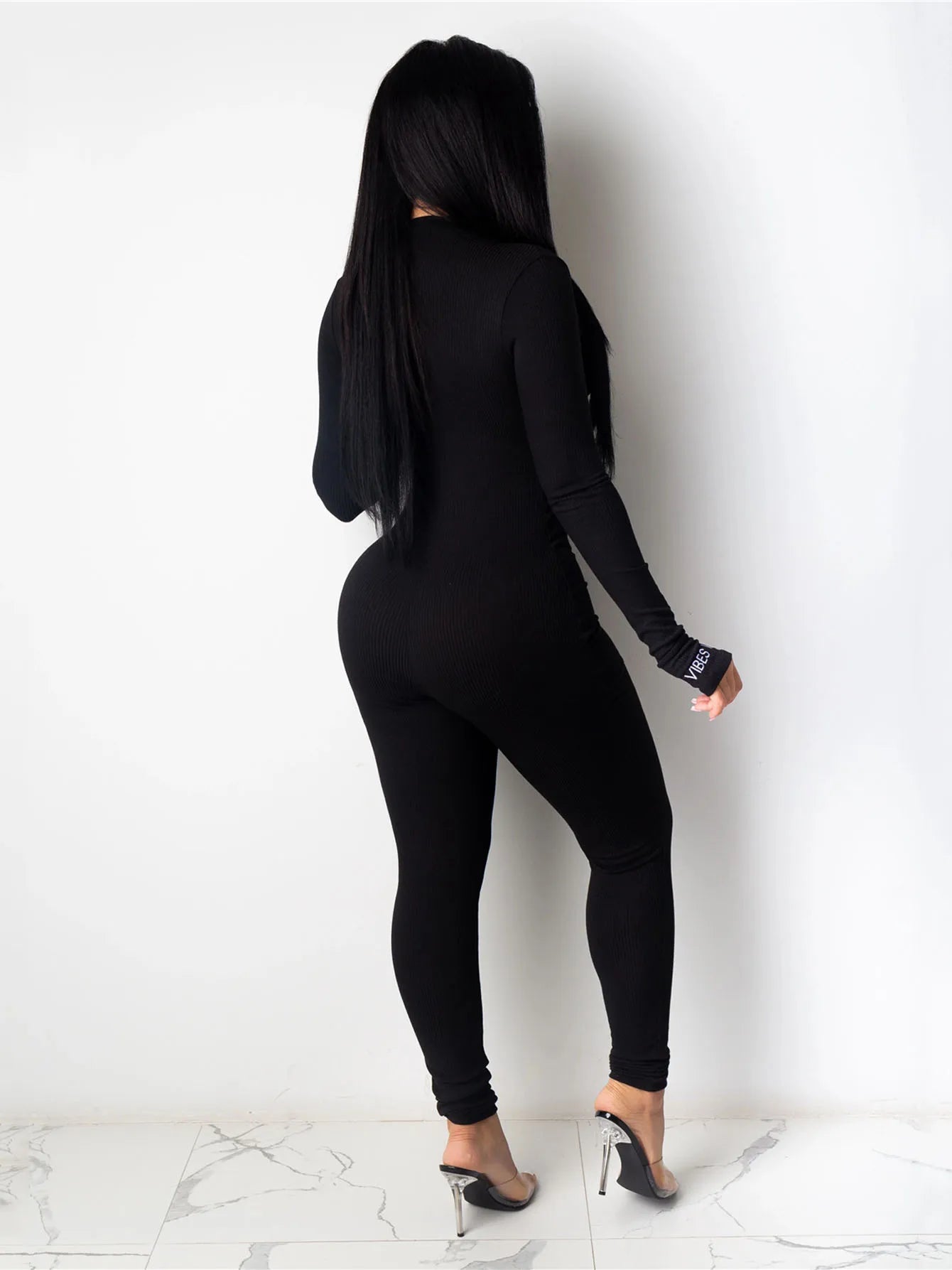 Knit Bodycon Long Sleeve Jumpsuit — Women's