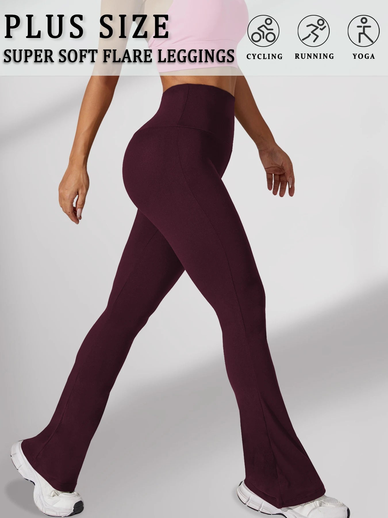 Plus Size High Waist Flare Bootleg Leggings — Women