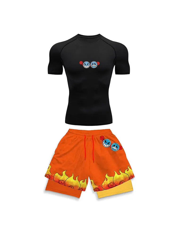 Men's Printed Compression Sports Two-Piece Set