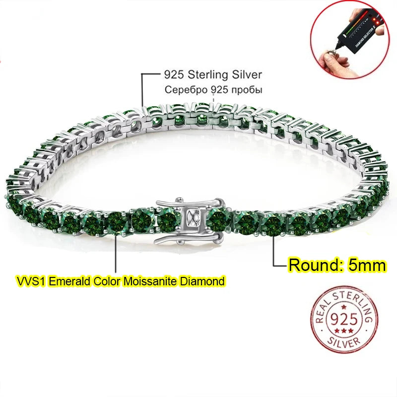 Real Moissanite Tennis Bracelet — 925 Sterling Silver