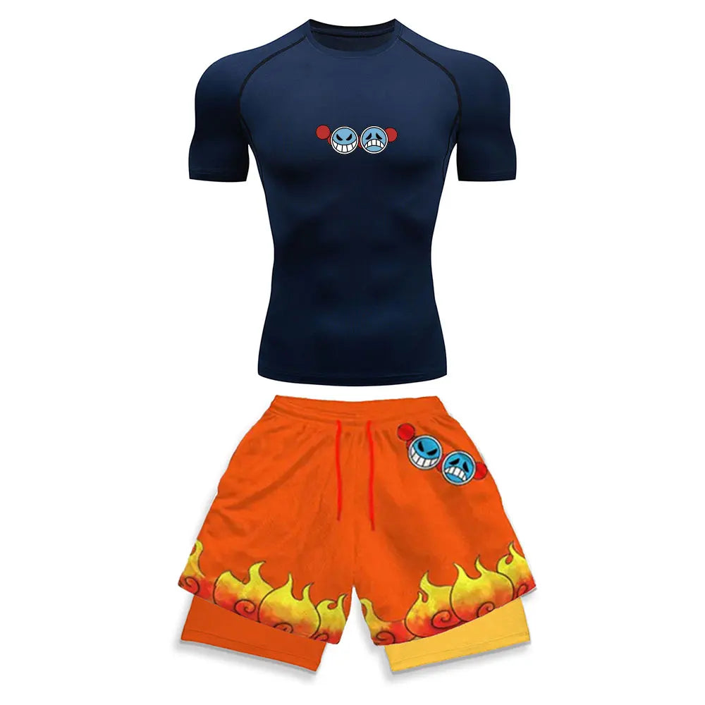 Men's Printed Compression Sports Two-Piece Set