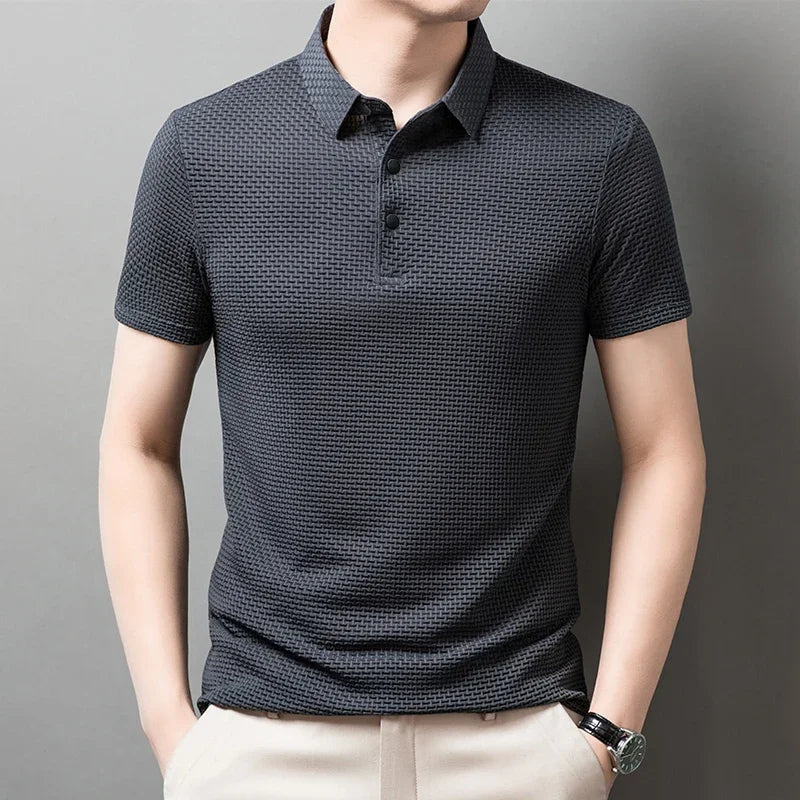 Bone Flower Print Polo Shirt