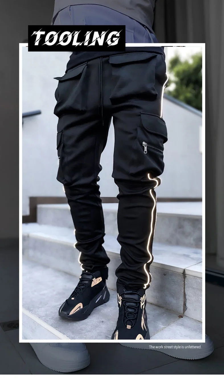 Reflective Multi-Pocket Jogger Pants