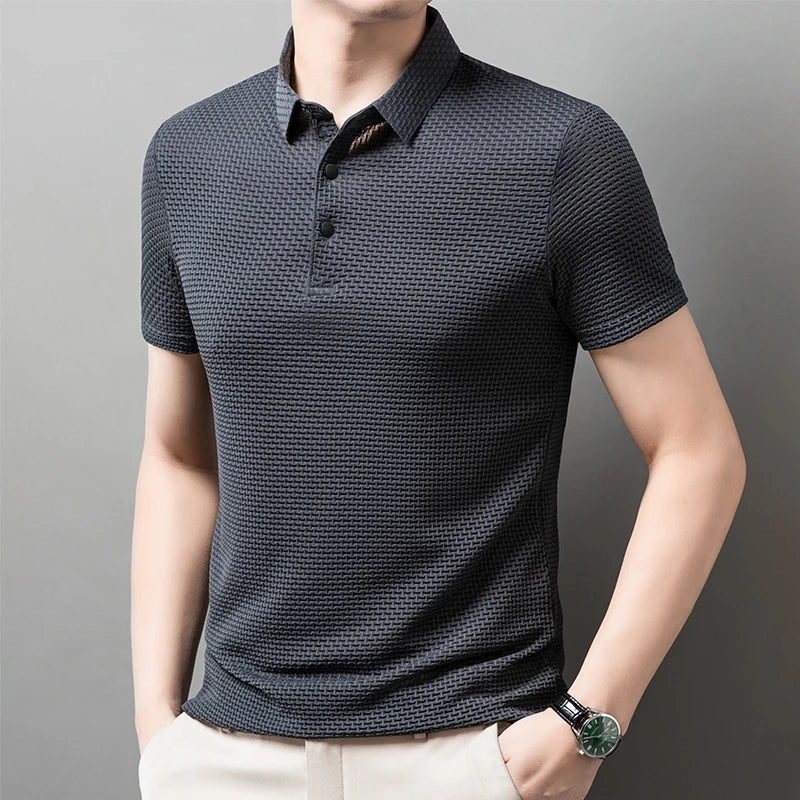 Bone Flower Print Polo Shirt