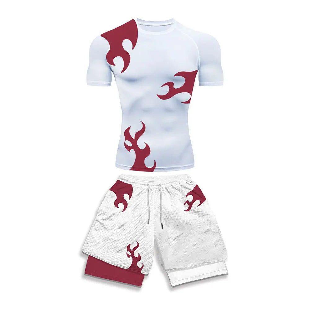 Men's Printed Compression Sports Two-Piece Set