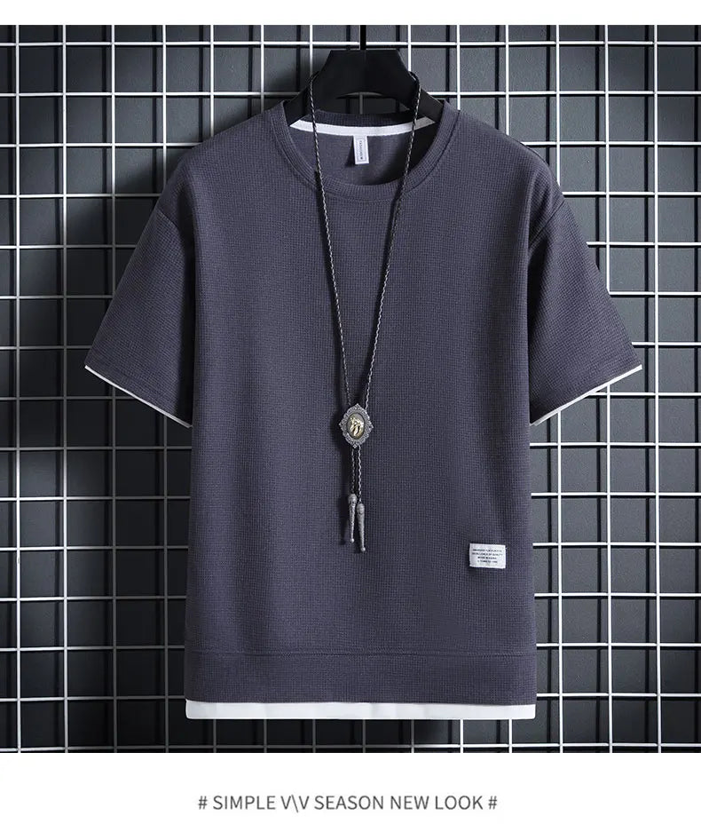 Men's Waffle T-Shirt & Shorts Tracksuit Set