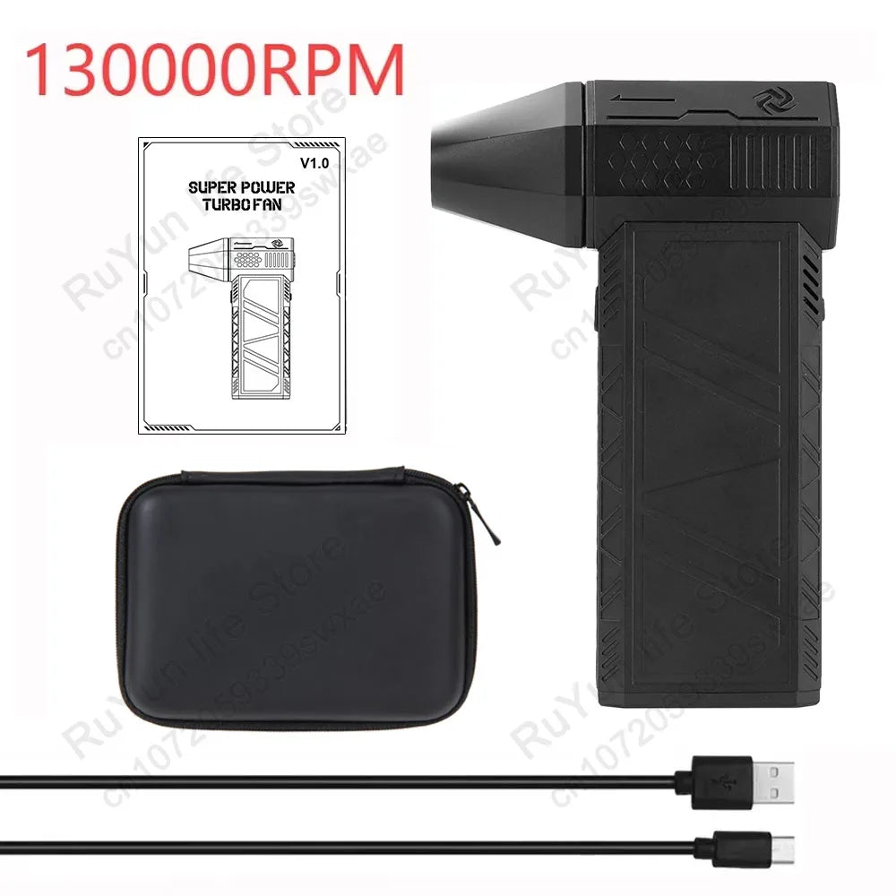 Caer Mini Turbo Jet Fan Electric Air Duster with 1&3 Gear Adjustable Speed 130000RPM 52m/s Car Computer Cleaning Blower Tool Kit