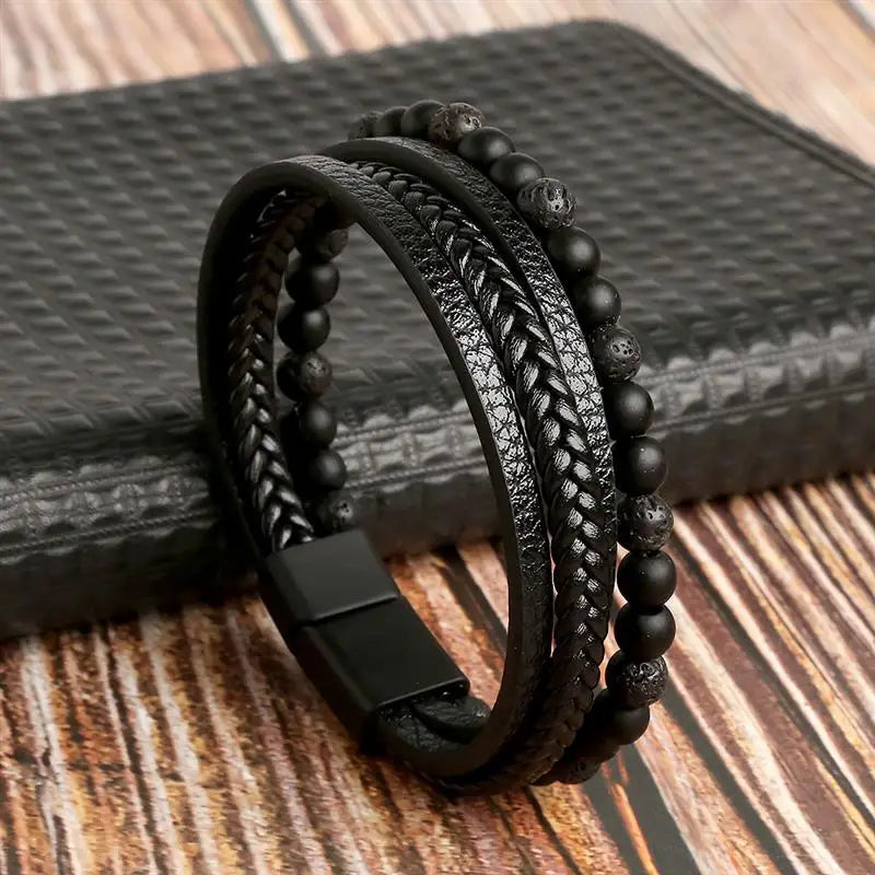 Tiger Stack — Multilayer Tiger Eye Leather Bracelet