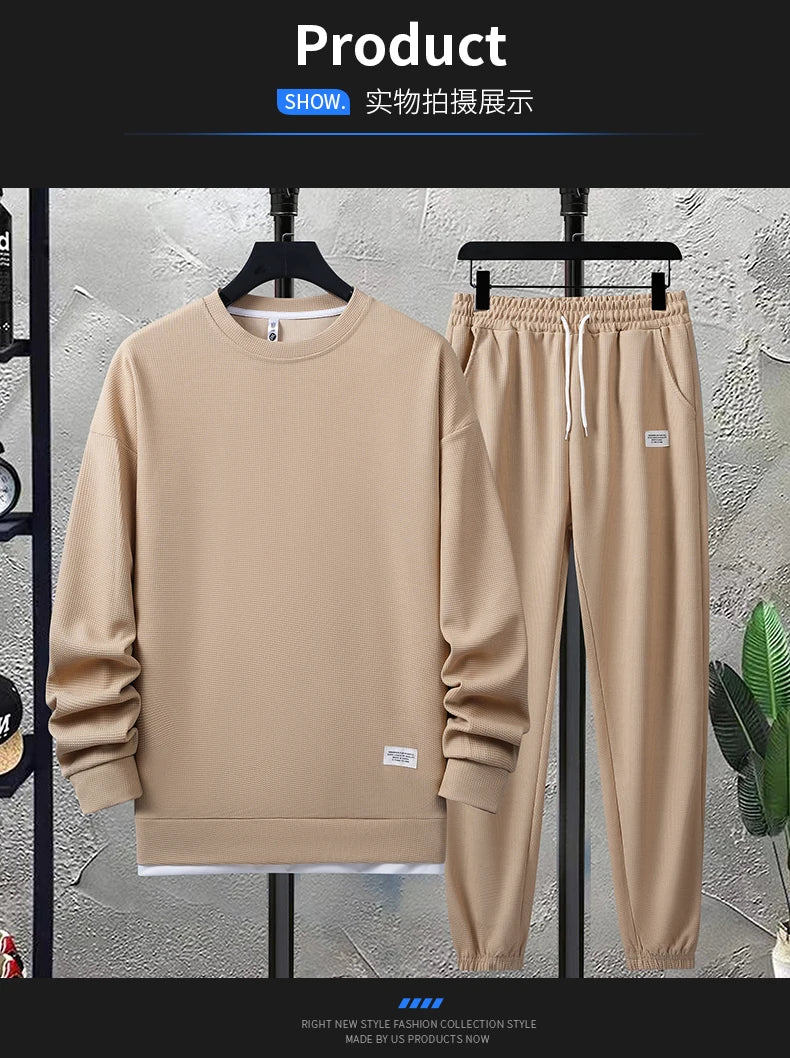 Men's Waffle T-Shirt & Shorts Tracksuit Set