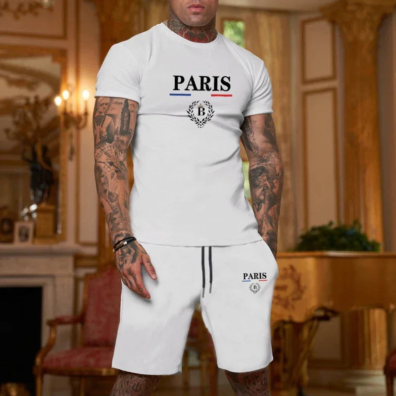 Men's Short Sleeve T-Shirt & Split Shorts Sportswear Set