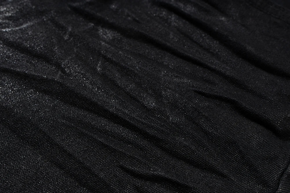 Streetwear Black Glue Coated Boot Cut for Men and Women Straight Baggy Casual Flare Pants Oversized Loose Denim Trousers