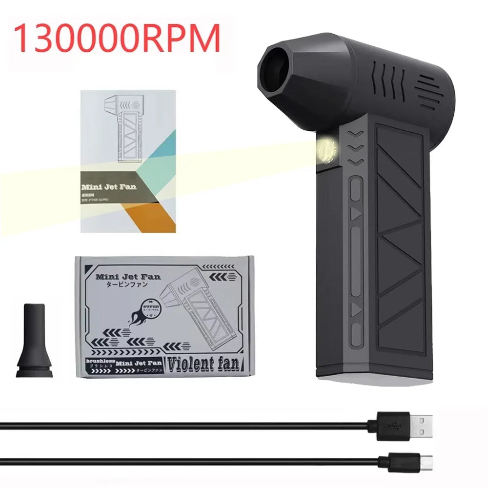 Caer Mini Turbo Jet Fan Electric Air Duster with 1&3 Gear Adjustable Speed 130000RPM 52m/s Car Computer Cleaning Blower Tool Kit