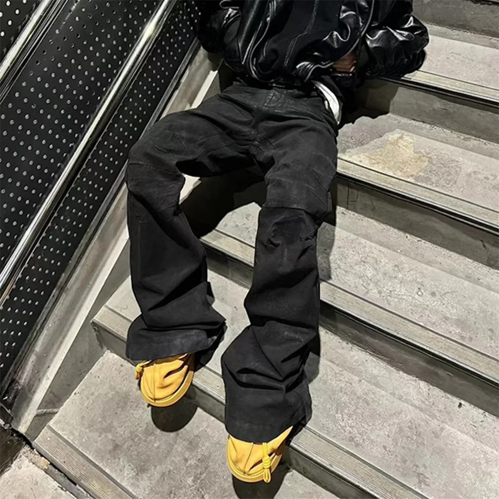 Black Coated Flare Boot Cut Denim Pants