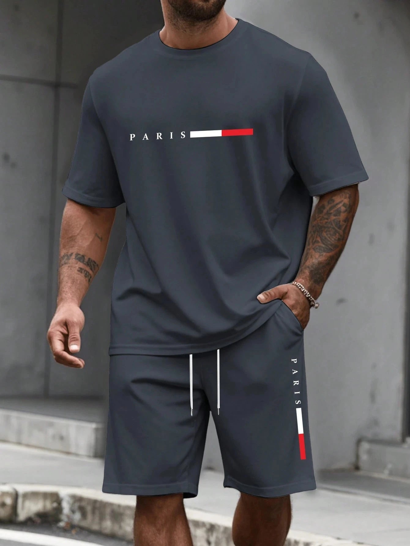 Men's O-Neck Short Sleeve T-Shirt & Shorts Tracksuit Set