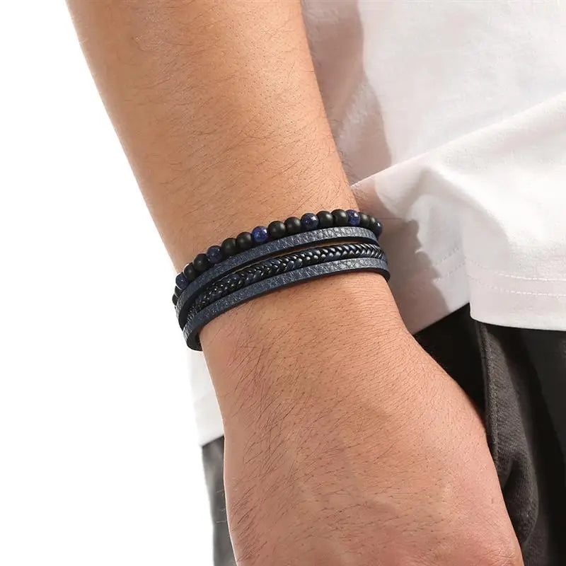 Tiger Stack — Multilayer Tiger Eye Leather Bracelet