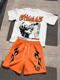 Men's Letter Print T-Shirt & Shorts Set