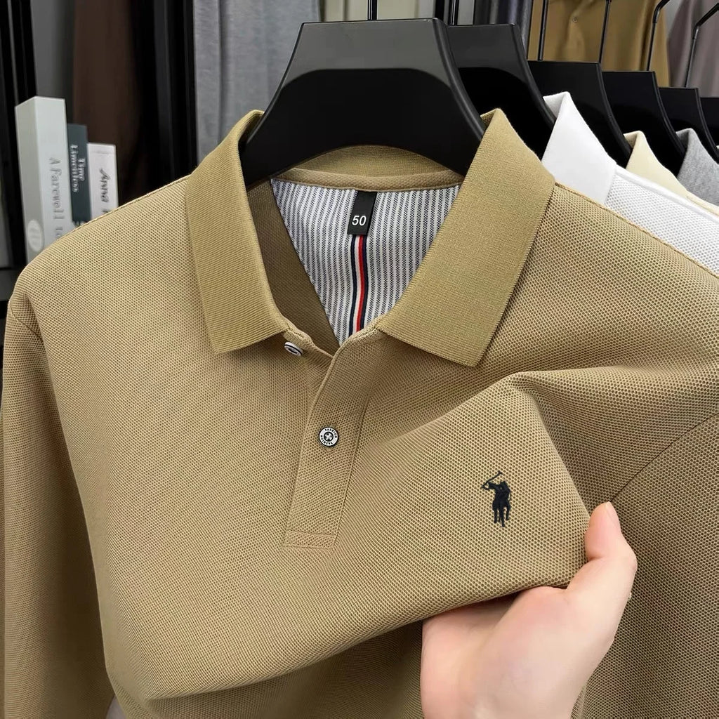 Embroidered Pony Long Sleeve Polo