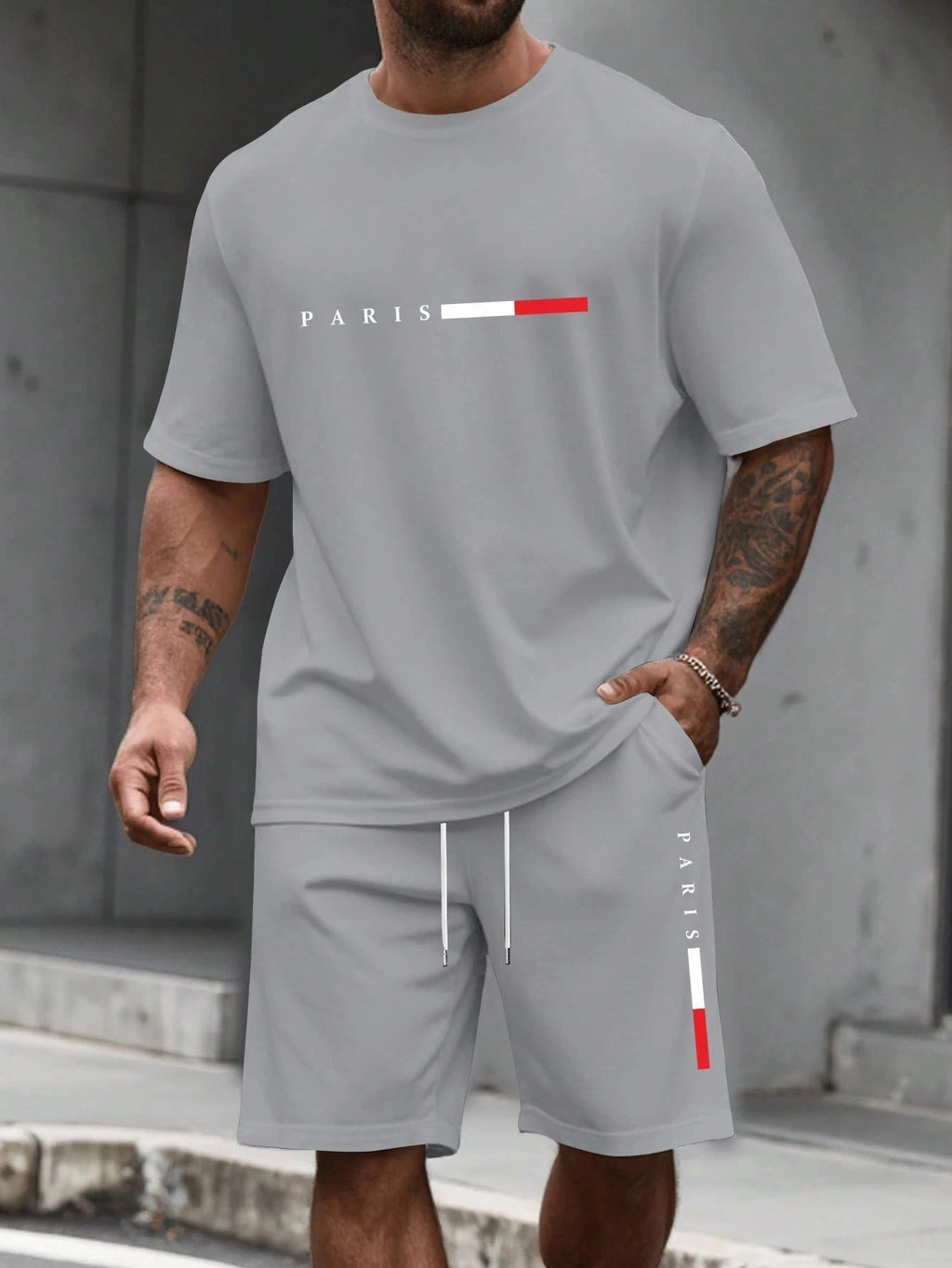Men's O-Neck Short Sleeve T-Shirt & Shorts Tracksuit Set
