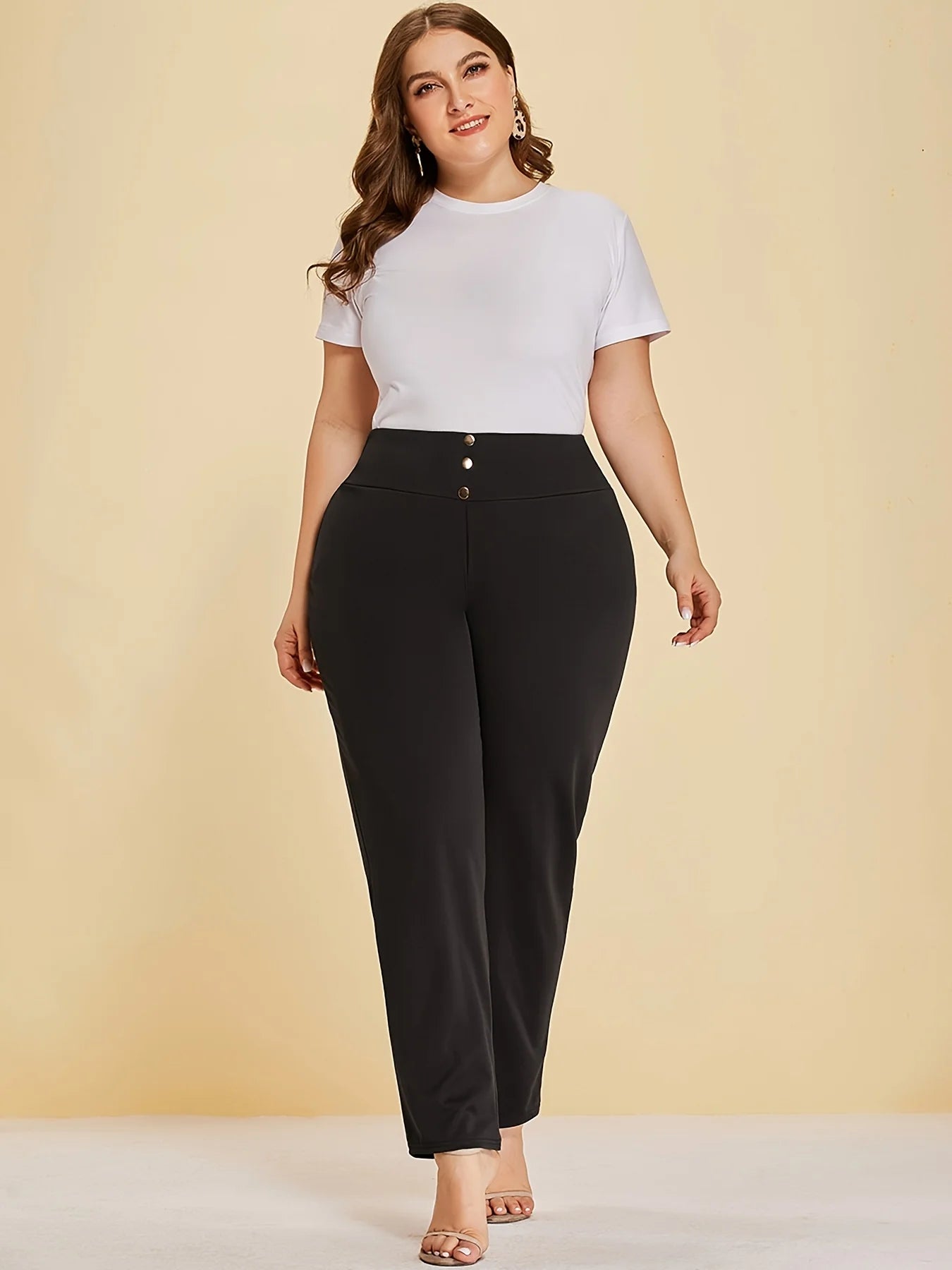 Plus Size Knit Slit Straight Trousers — Women