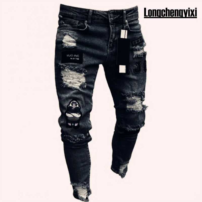 Ripped Skinny Stretch Jeans