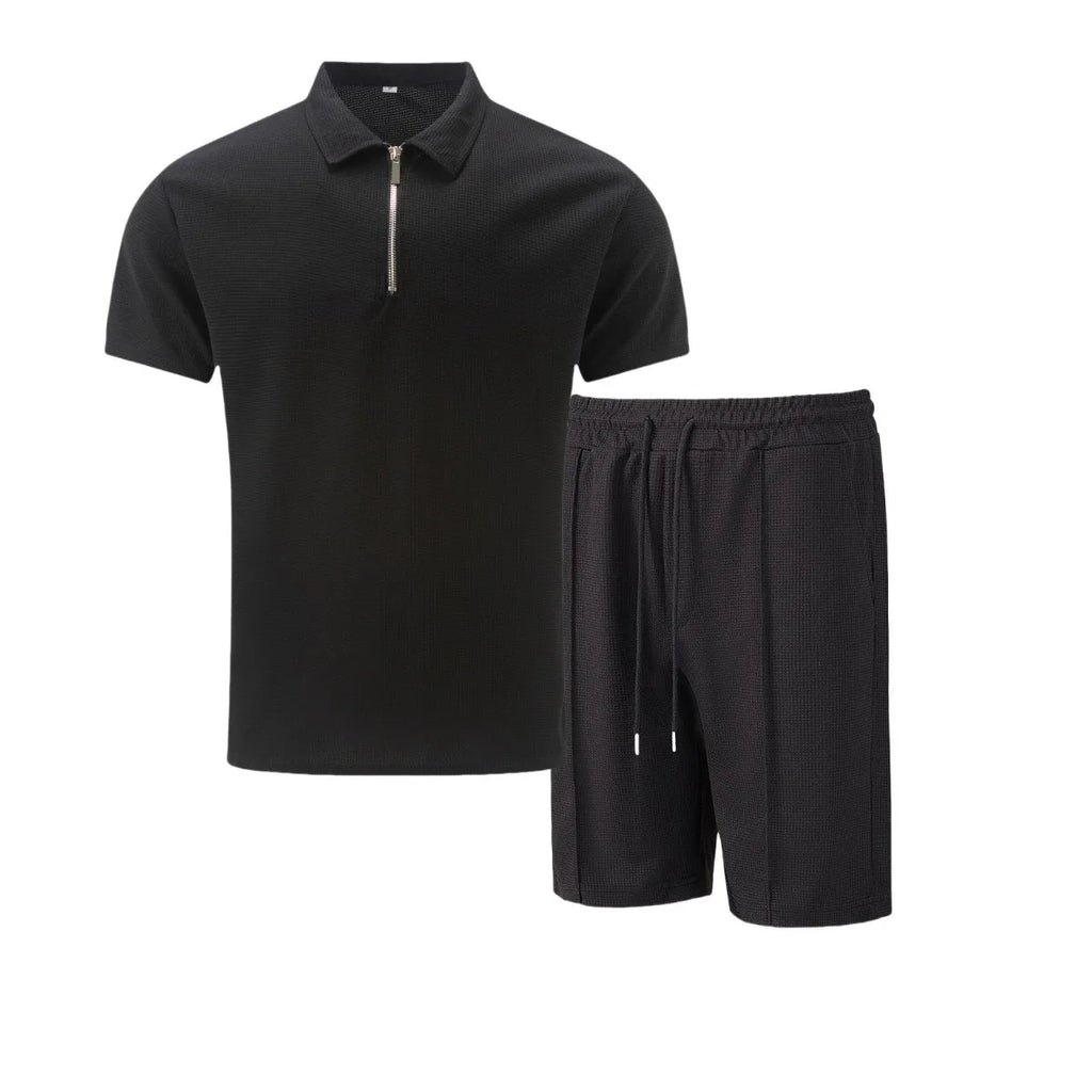 Men's Waffle Two-Piece Suit Shorts Set
