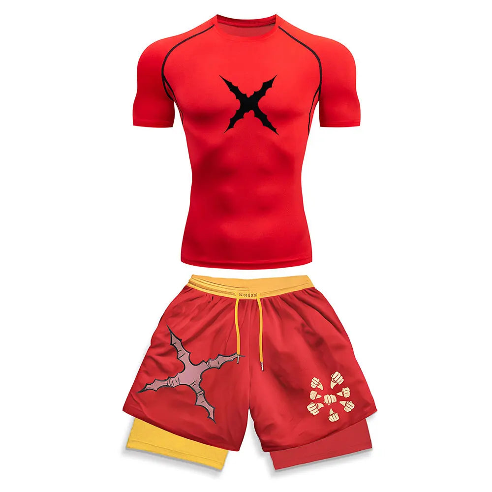 Men's Printed Compression Sports Two-Piece Set