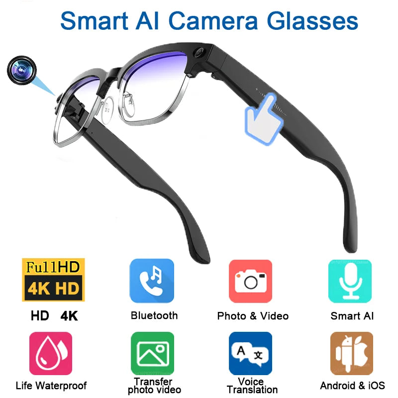 4K Smart AI Bluetooth Sunglasses with Camera