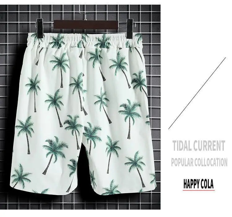 Men's Hawaiian Print Shirt & Shorts Beach Set