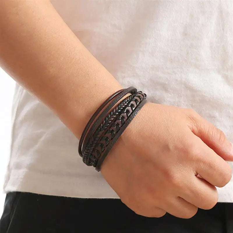 Tiger Stack — Multilayer Tiger Eye Leather Bracelet