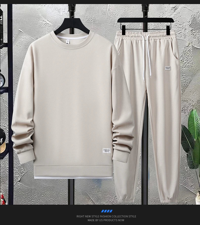Men's Waffle T-Shirt & Shorts Tracksuit Set