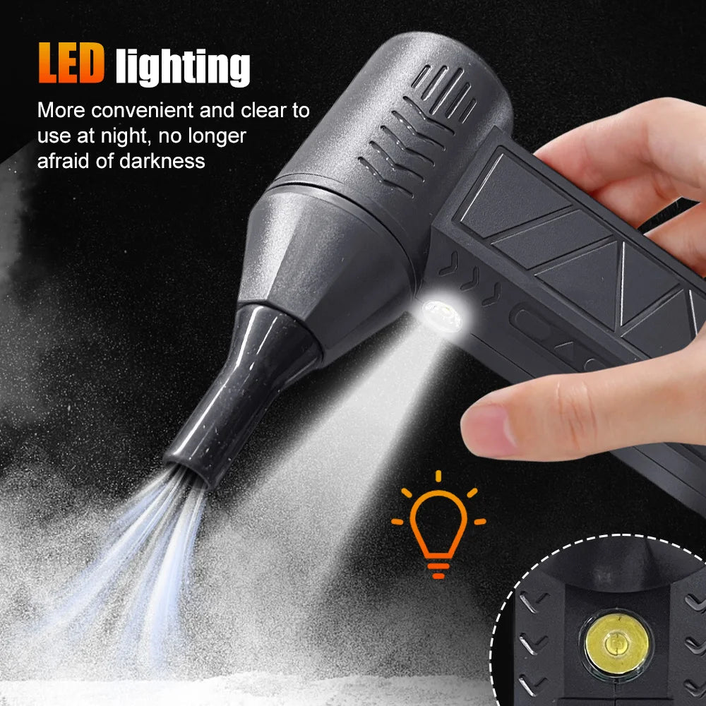 Caer Mini Turbo Jet Fan Electric Air Duster with 1&3 Gear Adjustable Speed 130000RPM 52m/s Car Computer Cleaning Blower Tool Kit