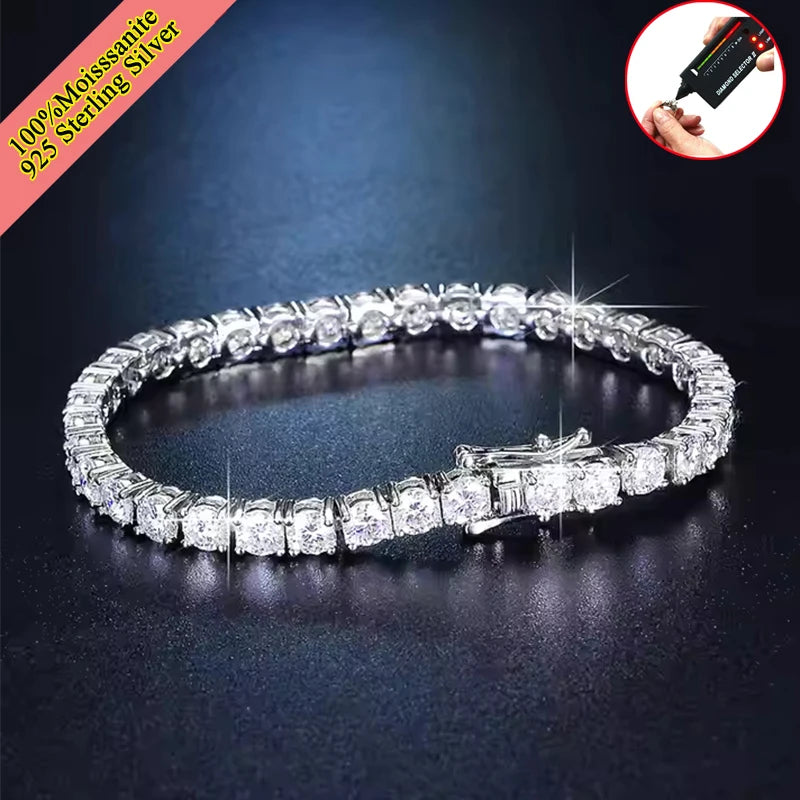 Real Moissanite Tennis Bracelet — 925 Sterling Silver