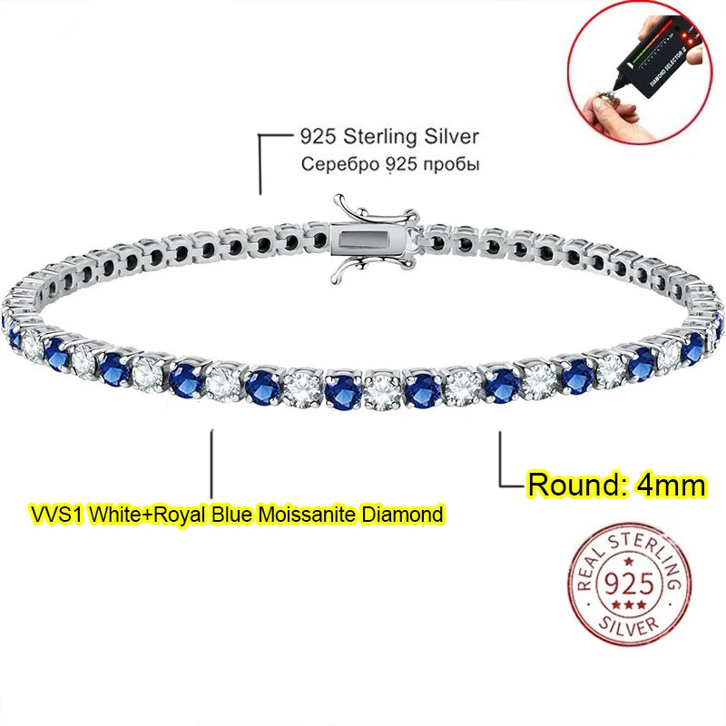 Real Moissanite Tennis Bracelet — 925 Sterling Silver