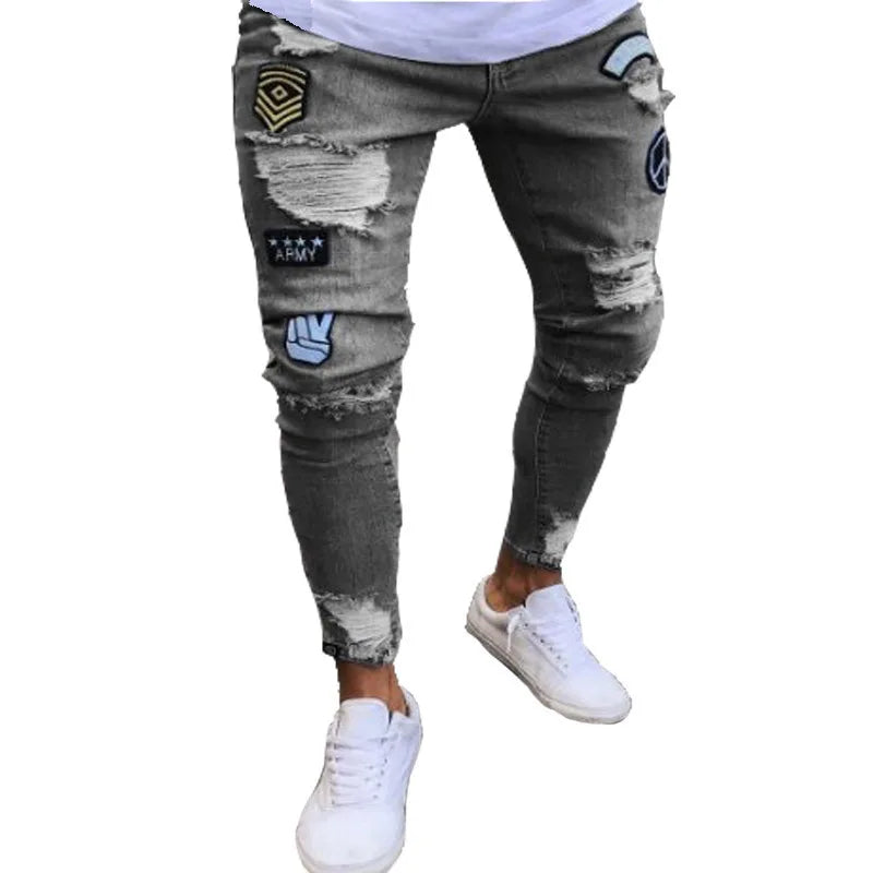 Ripped Skinny Stretch Jeans