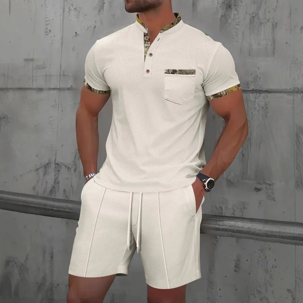 Men's Waffle Two-Piece Suit Shorts Set