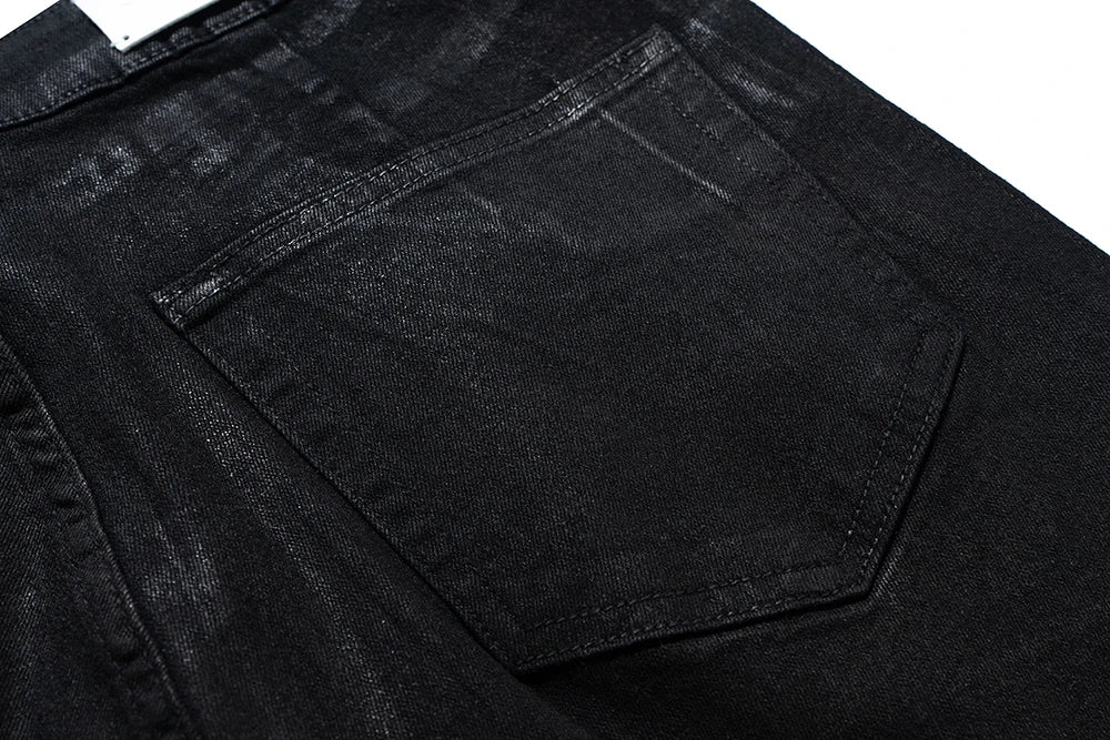 Black Coated Flare Boot Cut Denim Pants