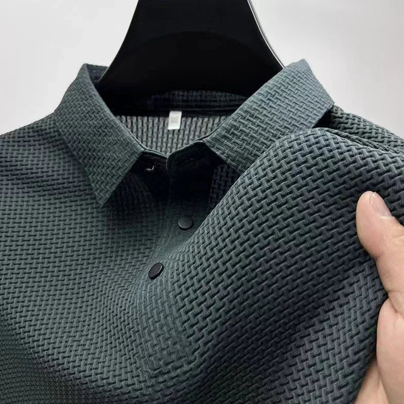 Bone Flower Print Polo Shirt