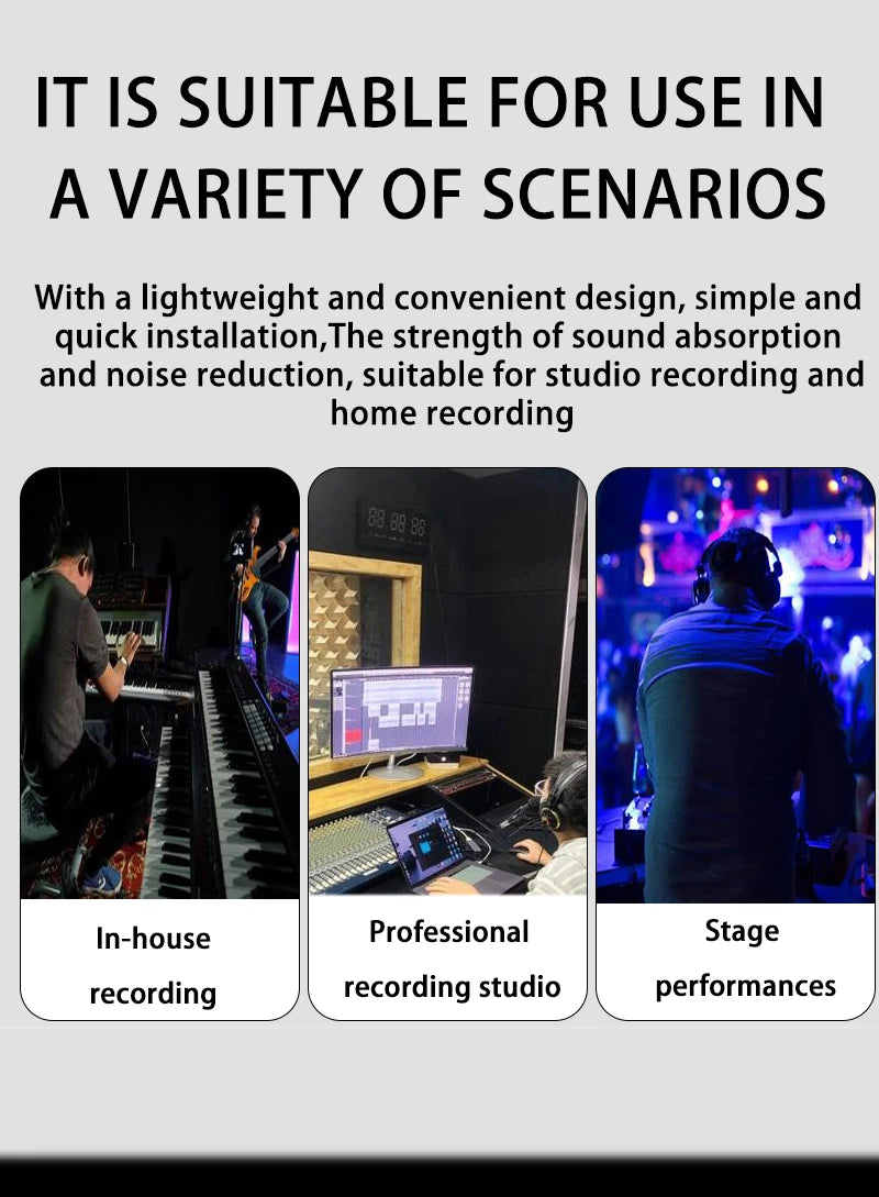 Acoustic Windscreen 5-Sided Seal - Wind Noise Reduction, Side-Open POP Filter, Quiet Studio, Portable & Lightweight