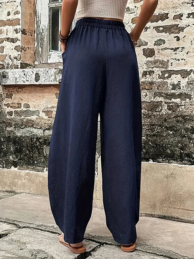 Plus Size Cotton-Linen Harem Trousers — Women