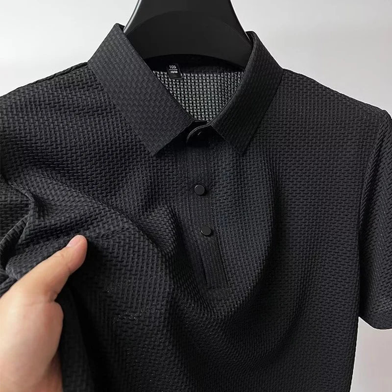 Bone Flower Print Polo Shirt