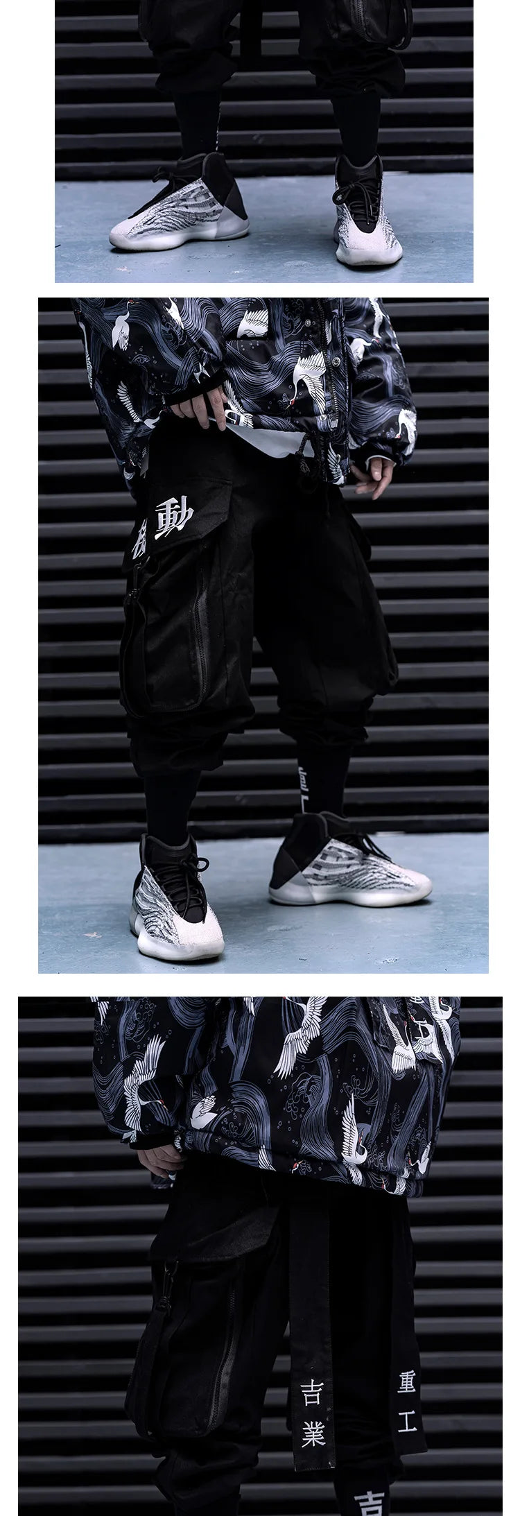 Ribbon Embroidery Techwear Cargo Pants