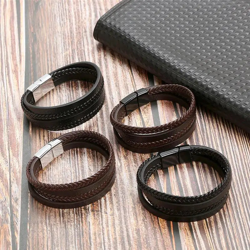 Tiger Stack — Multilayer Tiger Eye Leather Bracelet