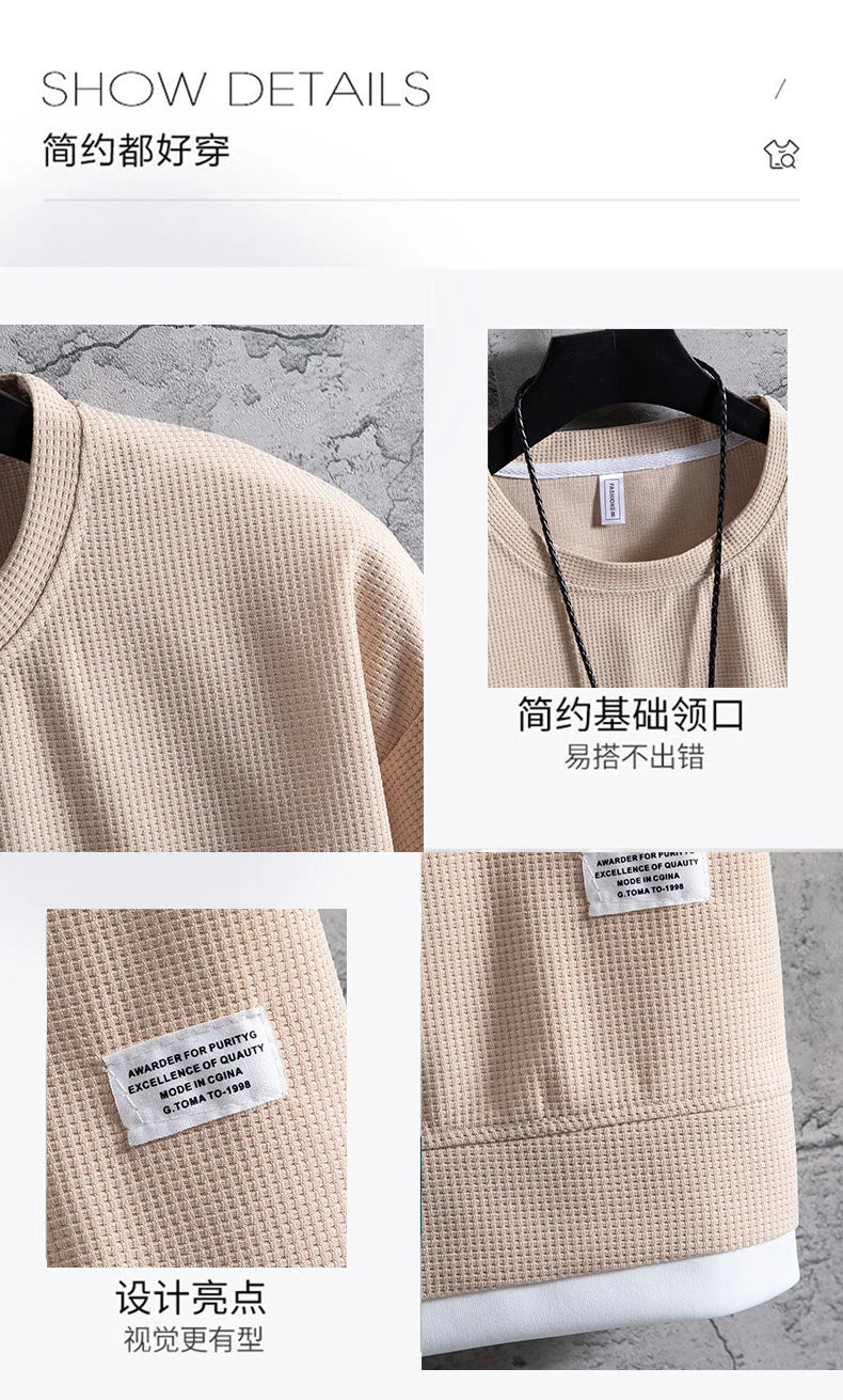 Men's Waffle T-Shirt & Shorts Tracksuit Set