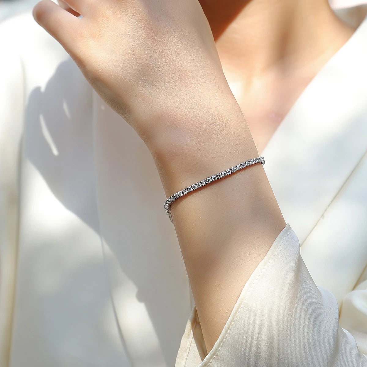 S925 Sterling Silver Moissanite Tennis Bracelet — Women's