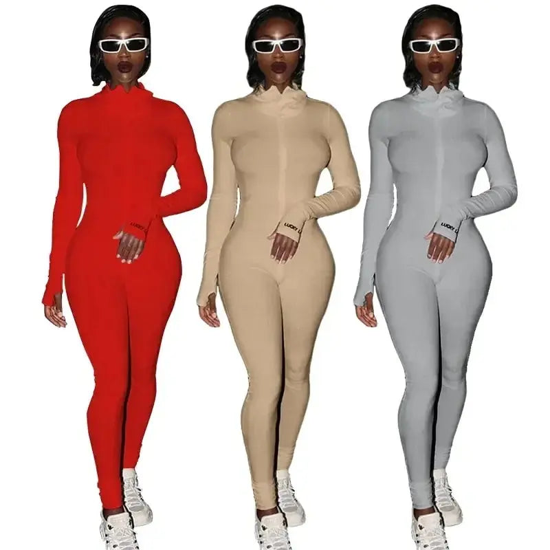 Knit Bodycon Long Sleeve Jumpsuit — Women's